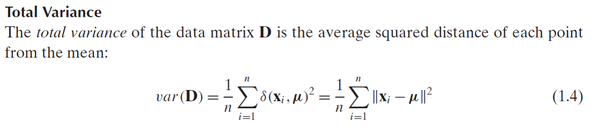 Centered data matrix